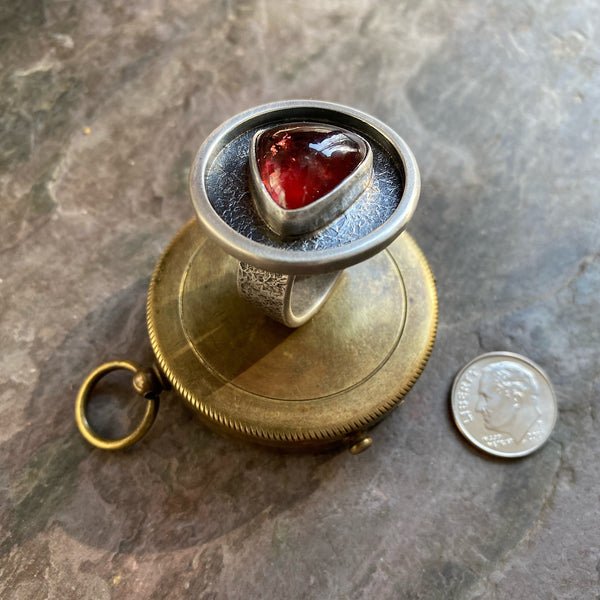 Pink Tourmaline Triangle/Round Ring