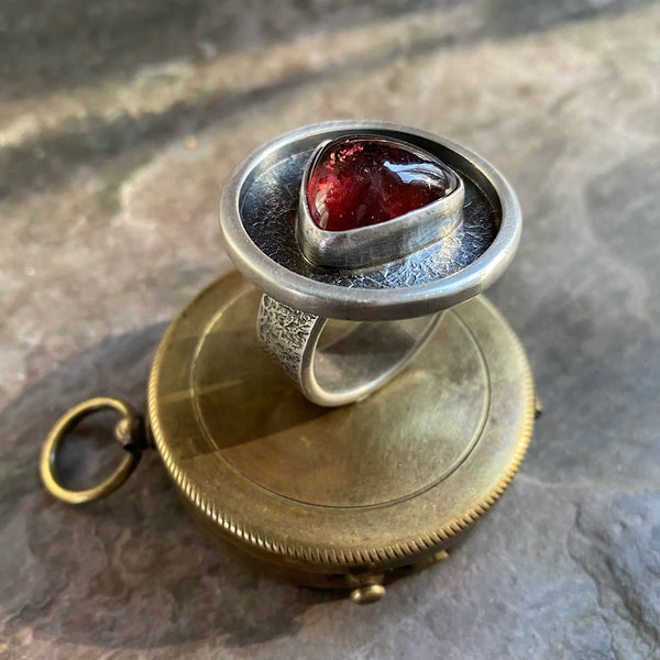 Pink Tourmaline Triangle/Round Ring
