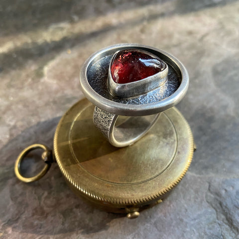Pink Tourmaline Triangle/Round Ring