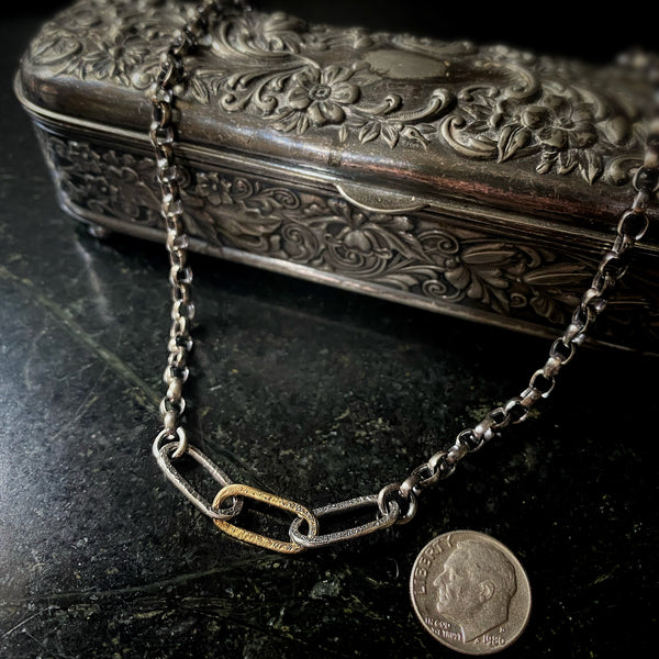 Thick Paperclip Strength Links 2/Silver 1/18K Gold